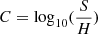 $ C = \log_{10}(\frac{S}{H}) $