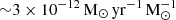 $ {\sim}3\times10^{-12}\,\rm{M_{\odot}\,yr^{-1}\,M_{\odot}^{-1}} $
