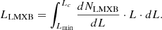 $$ \begin{aligned} L_{\rm LMXB} = \int ^{L_{c}}_{L_{\min }}\frac{dN_{\rm LMXB}}{dL}\cdot L \cdot dL . \end{aligned} $$