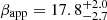 $ \beta_{\mathrm{app}} = 17.8^{+2.0}_{-2.7} $