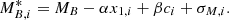 $$ \begin{aligned} M_{B,i}^* = M_B - \alpha x_{1,i} + \beta c_i + \sigma _{M,i}. \end{aligned} $$