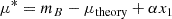 $$ \begin{aligned} \mu ^* = m_B - \mu _{\rm theory} + \alpha x_1 \end{aligned} $$
