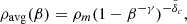 $$ \begin{aligned} \rho _{\rm avg} (\beta )= \rho _m (1-\beta ^{-\gamma })^{-\tilde{\delta }_c}, \end{aligned} $$