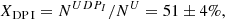 $$ \begin{aligned} X_{\rm DP\,I} = N^{UDP_I}/N^{U} = 51\pm 4\%, \end{aligned} $$