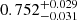$ 0.752^{+0.029}_{-0.031} $