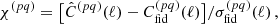 $$ \begin{aligned} \chi ^{(p q)} = \big [\hat{C}^{(pq)}(\ell ) - C_{\mathrm{fid} }^{(pq)}(\ell )\big ]/\sigma _{\mathrm{fid} }^{(p q)}(\ell )\,, \end{aligned} $$