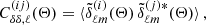 $$ \begin{aligned} C_{\delta \delta , \ell }^{(i j)}(\mathbf \Theta ) = \langle \tilde{\delta }^{(i)}_{\ell m}(\mathbf \Theta ) \, \tilde{\delta }^{(j)*}_{\ell m}(\mathbf \Theta ) \rangle \,, \end{aligned} $$