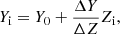 $$ \begin{aligned} Y_{\rm i} = Y_0 + \frac{\Delta Y}{\Delta Z} Z_{\rm i}, \end{aligned} $$