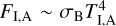${F_{{\rm{I}},{\rm{A}}}}\~{\sigma _{\rm{B}}}T_{{\rm{I}},{\rm{A}}}^4$