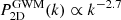 $$ \begin{aligned}&P^\mathrm{{GWM}}_{\rm {2D}}(k)\propto k^{-2.7} \end{aligned} $$