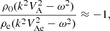$$ \begin{aligned} \frac{\rho _{0} (k^2 V_{\rm A}^2 - \omega ^2)}{\rho _{\rm e} (k^2 V_{\rm Ae}^2 - \omega ^2)} \approx -1, \end{aligned} $$