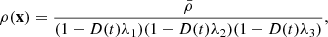 $$ \begin{aligned} \rho (\mathbf x ) = \frac{\bar{\rho }}{(1-D(t)\lambda _1)(1-D(t)\lambda _2)(1-D(t)\lambda _3)}, \end{aligned} $$
