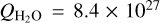 ${Q_{{{\rm{H}}_2}{\rm{O}}}} = 8.4 \times {10^{27}}$