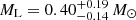 $ M_{\mathrm{L}} = 0.40^{+0.19}_{-0.14}\,M_{\odot} $