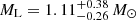 $ M_{\mathrm{L}}=1.11^{+0.38}_{-0.26}\,M_{\odot} $