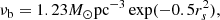 $$ \begin{aligned} \nu _{\rm b} = 1.23 M_\odot \mathrm{pc}^{-3} \exp (-0.5 r^2_s), \end{aligned} $$