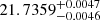 $ 21.7359^{+0.0047}_{-0.0046} $