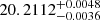 $ 20.2112^{+0.0048}_{-0.0036} $