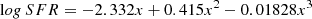 $$ \begin{aligned} \mathrm log\,SFR = -2.332x + 0.415x^{2} - 0.01828x^{3} \end{aligned} $$