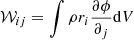 $ \mathcal{W}_{ij}=\int\rho r_i\frac{\partial \phi}{\partial_j}\mathrm{d}V $