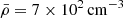 $ \bar{\rho}=7\times 10^2\,\mathrm{cm}^{-3} $