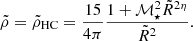 $$ \begin{aligned} \tilde{\rho }=\tilde{\rho }_{\rm HC} = \frac{15}{4\pi }\frac{1+\mathcal{M} _\star ^2 \tilde{R}^{2\eta }}{\tilde{R}^2}. \end{aligned} $$