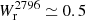 $ W_{\mathrm{r}}^{2796}\simeq0.5 $