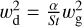 $w_{\rm{d}}^2 = {\alpha \over {St}}w_{\rm{g}}^2$