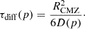 $$ \begin{aligned} \tau _{\rm diff}(p) = \frac{R_{\rm CMZ}^2}{6D(p)}\cdot \end{aligned} $$