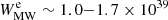 $ W_{\mathrm{MW}}^{\mathrm{e}} \sim 1.0{-}1.7 \times 10^{39} $
