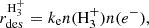 $$ \begin{aligned} r_{\rm des}^{\mathrm{H}_3^+} = k_{\rm e}n(\mathrm{H}_3^+)n(e^-), \end{aligned} $$