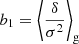 $$ \begin{aligned} b_1&= \left\langle { \frac{\delta }{\sigma ^2} }\right\rangle _{\mathrm{g} } \end{aligned} $$