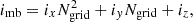 $$ \begin{aligned} i_{\mathrm{mb} }&= i_x N_{\mathrm{grid} }^2 + i_y N_{\mathrm{grid} } + i_z ,\end{aligned} $$