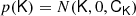 $$ \begin{aligned} p(\mathsf K )&= N(\mathsf K , 0, \mathsf C _\mathsf{K }) \end{aligned} $$