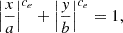 $$ \begin{aligned} \left|\frac{x}{a}\right|^{c_e} + \left|\frac{y}{b}\right|^{c_e} = 1, \end{aligned} $$