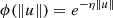 $$ \begin{aligned} \phi (\Vert u\Vert ) = e^{-\eta \Vert u \Vert } \end{aligned} $$