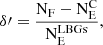 $$ \begin{aligned} \delta \prime = \frac{\mathrm {N}_\mathrm {F} - \mathrm {N}^\mathrm {C}_\mathrm {E}}{\mathrm {N}_\mathrm {E}^{\mathrm {LBGs}}} ,\end{aligned} $$
