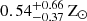 $ 0.54^{+0.66}_{-0.37}\,\mathrm{Z}_{\odot} $