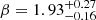 $ \beta=1.93^{+0.27}_{-0.16} $