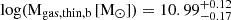 $ \rm log(M_{\mathrm{gas,thin,b}}\,\rm [M_{\odot}]) = 10.99^{+0.12}_{-0.17} $