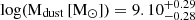 $ \rm log(M_{\mathrm{dust}}\,\rm [M_{\odot}]) = 9.10^{+0.29}_{-0.28} $