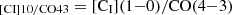 $ _{\mathrm{[CI]10/CO43}}=[\rm C_{\mathrm{I}}](1{-}0)/CO(4{-}3) $