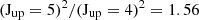 $ (\rm J_{\mathrm{up}}=5)^2/(\rm J_{\mathrm{up}}=4)^2=1.56 $