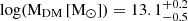 $ \rm log(M_{\mathrm{DM}}\,\rm [M_{\odot}]) = 13.1_{-0.5}^{+0.2} $