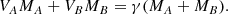 $$ \begin{aligned} V_A M_A + V_B M_B = \gamma (M_A + M_B). \end{aligned} $$