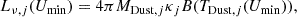 $$ \begin{aligned} L_{\nu , j}(U_{\rm min}) = 4\pi M_{\mathrm{Dust}, j} \kappa _j B(T_{\mathrm{Dust}, j}(U_{\rm min})), \end{aligned} $$