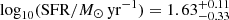 $ \log_{10}(\mathrm{SFR}/M_{\odot}\,\mathrm{yr}^{-1}) = 1.63_{-0.33}^{+0.11} $