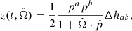 $$ \begin{aligned} z(t,\hat{\Omega }) = \dfrac{1}{2}\dfrac{p^ap^b}{1+\hat{\Omega } \cdot \hat{p}} \Delta h_{ab}, \end{aligned} $$