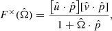 $$ \begin{aligned} F^\times (\hat{\Omega }) = \dfrac{\bigl [\hat{u}\cdot \hat{p}\bigr ] [\hat{v}\cdot \hat{p}]}{1+\hat{\Omega }\cdot \hat{p}}, \end{aligned} $$