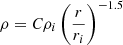 $$ \begin{aligned} \rho = C \rho _i\left(\frac{r}{r_{i}}\right)^{-1.5} \end{aligned} $$